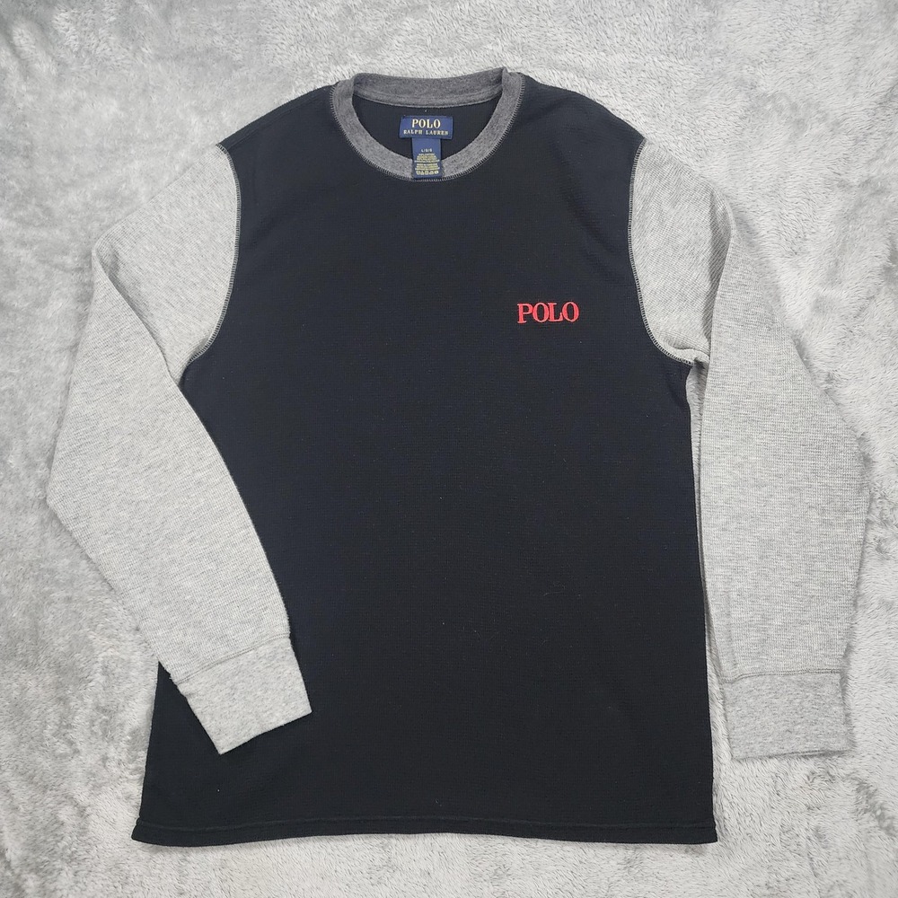 Polo Ralph Lauren Sweater Mens Large Crewneck Thermal Waffle Knit Shirt Pullover